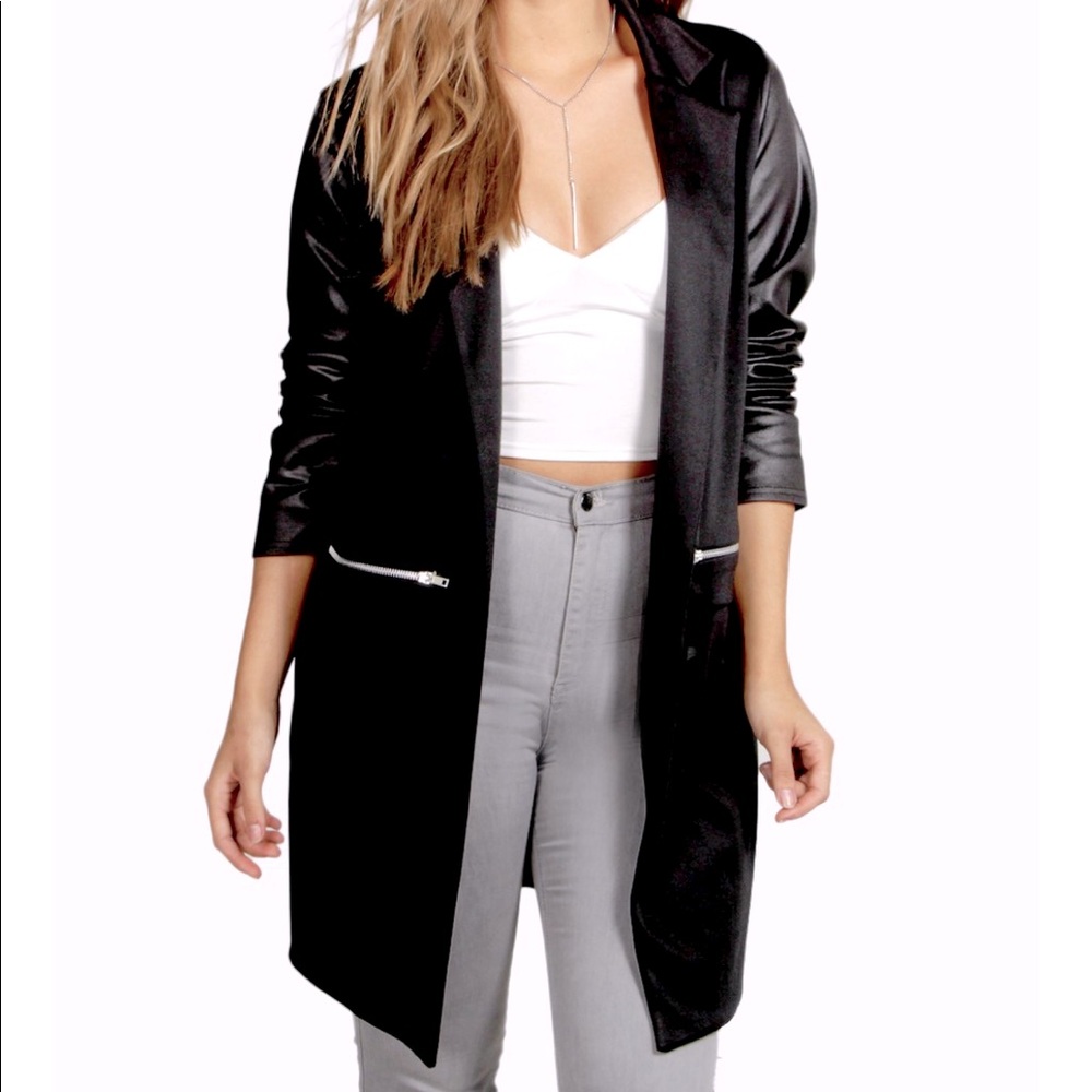 Boohoo size 16 long lightweight black edgy jacket